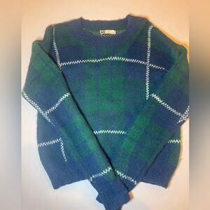 SO Blue and Green Checkered Crewneck Sweater
